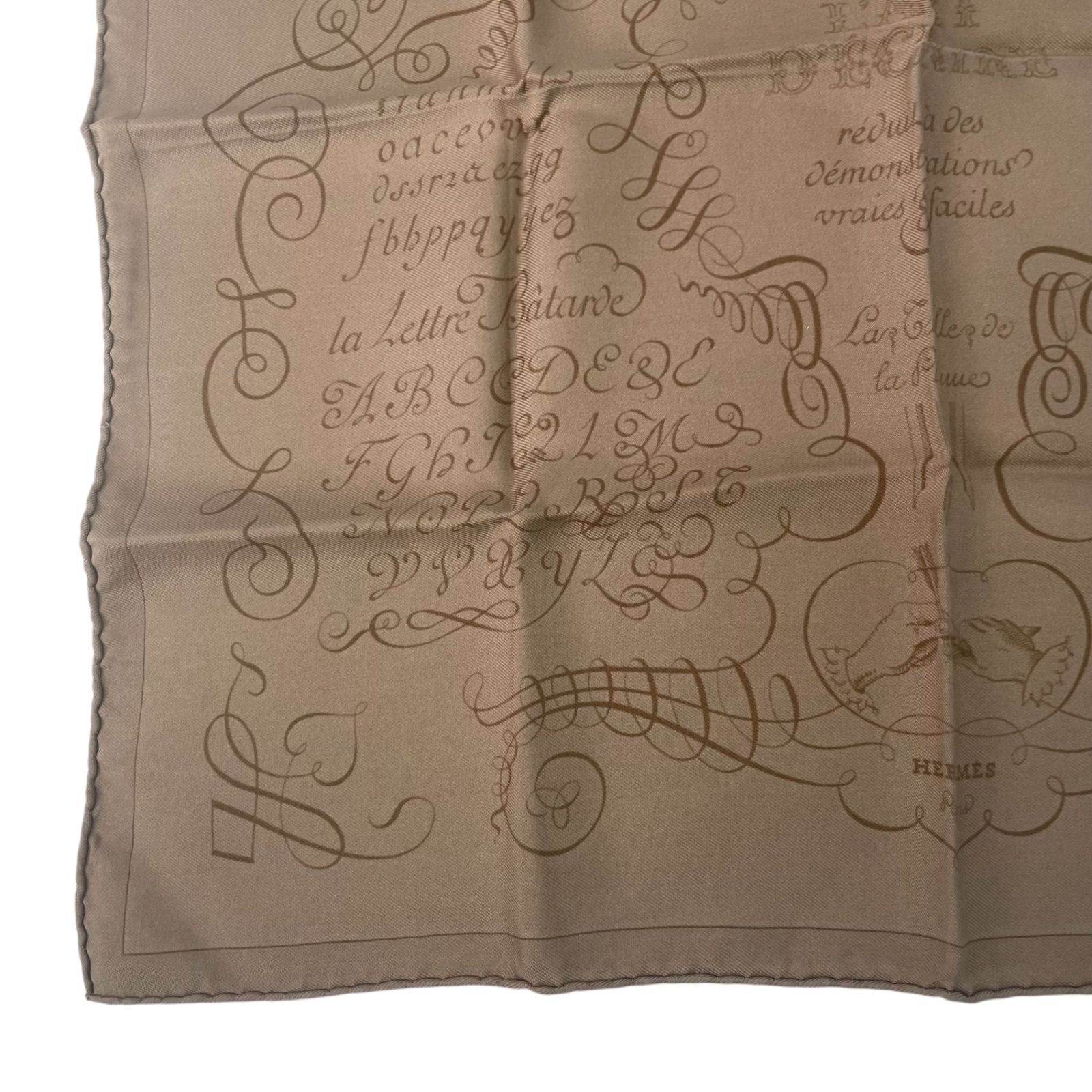 Hermes Lart Decrire the Art of Calligraphy Scarf Silk Brown — view 4
