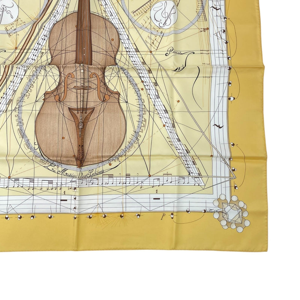 Hermes Scarf Silk Carre 90 Music Played by Spheres la Musique Des Yellow — view 5