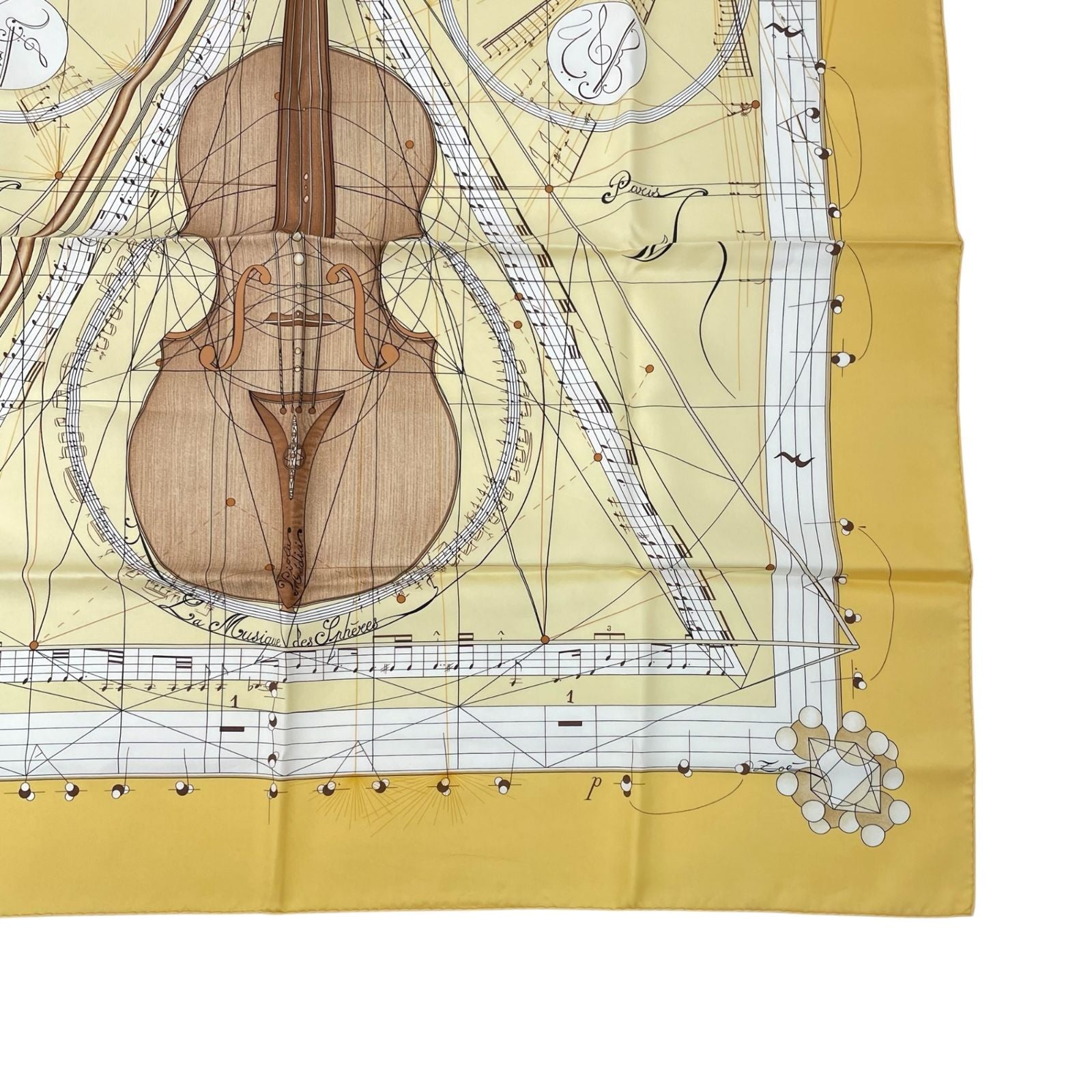 Hermes Scarf Silk Carre 90 Music Played by Spheres la Musique Des Yellow — view 5