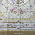 Hermes Large Scarf Silk Carre 90 Jeux de Paille Straw Play Beige — view 6