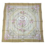 Hermes Large Scarf Silk Carre 90 Jeux de Paille Straw Play Beige