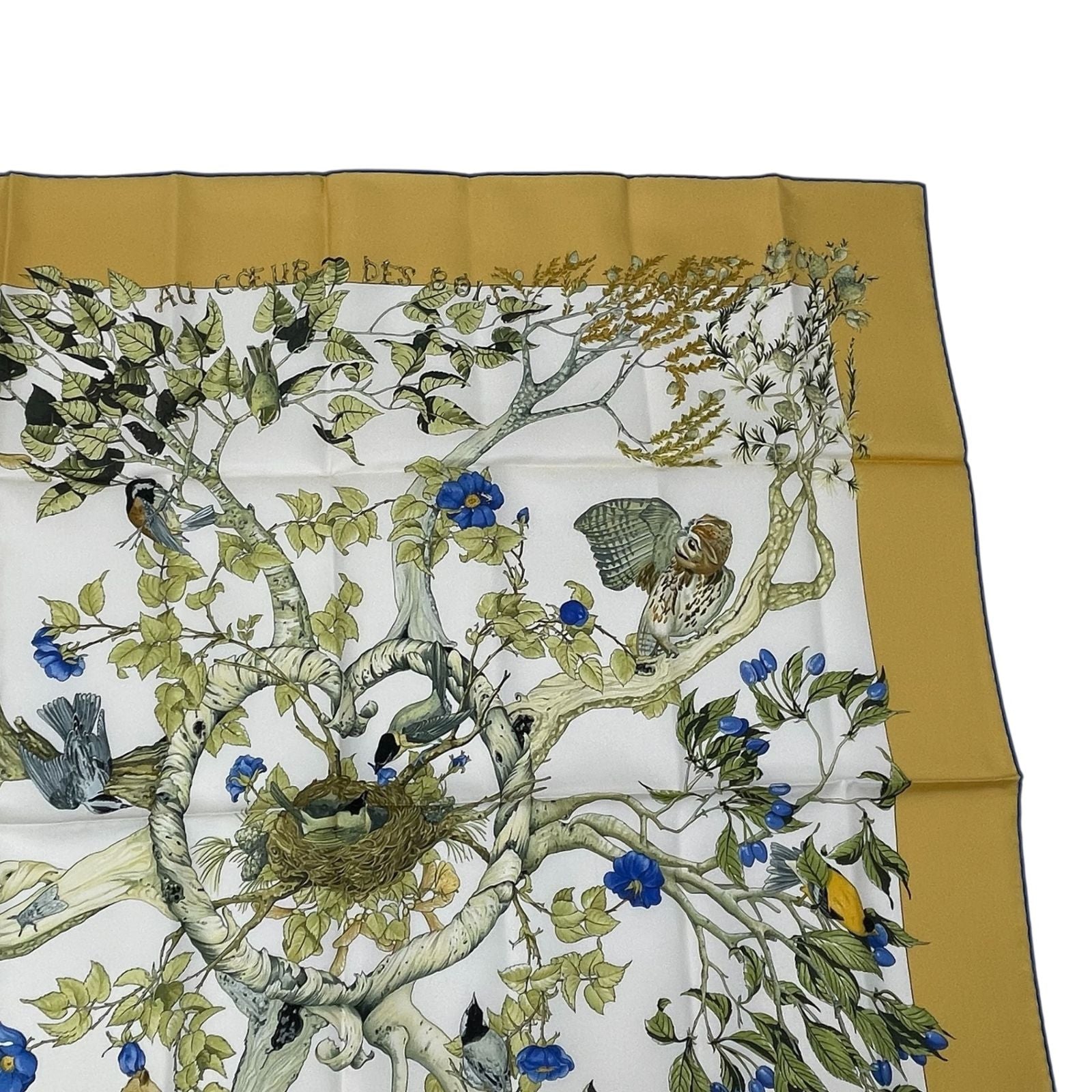 Hermes Carre 90 Silk 100% Scarf AU Coeur Des Bois in the Forest Yellow — view 4