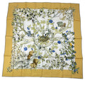 Hermes Carre 90 Silk 100% Scarf AU Coeur Des Bois in the Forest Yellow