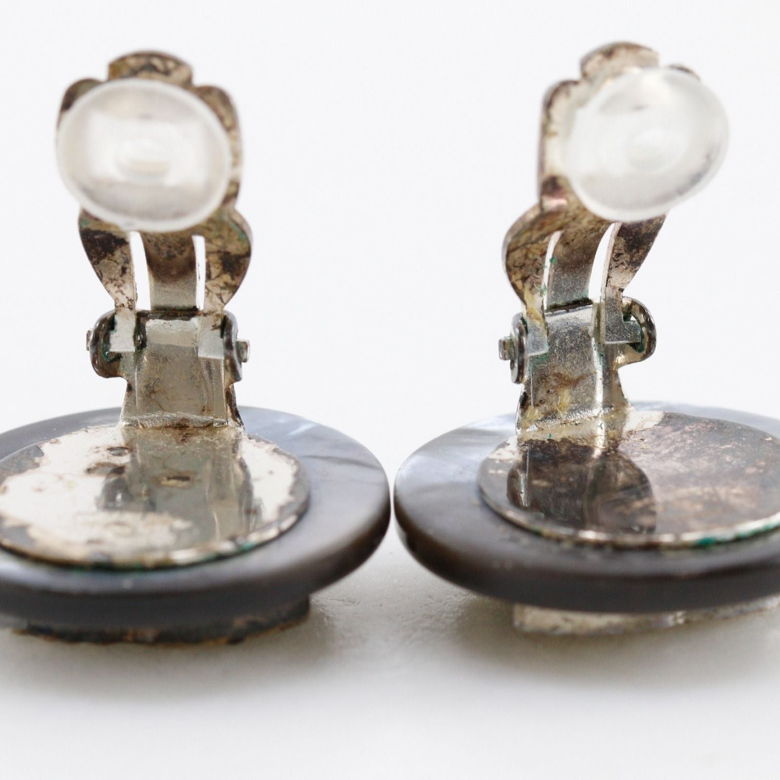Chanel CC Logo Vintage Metal & Rhinestone Earrings — view 5