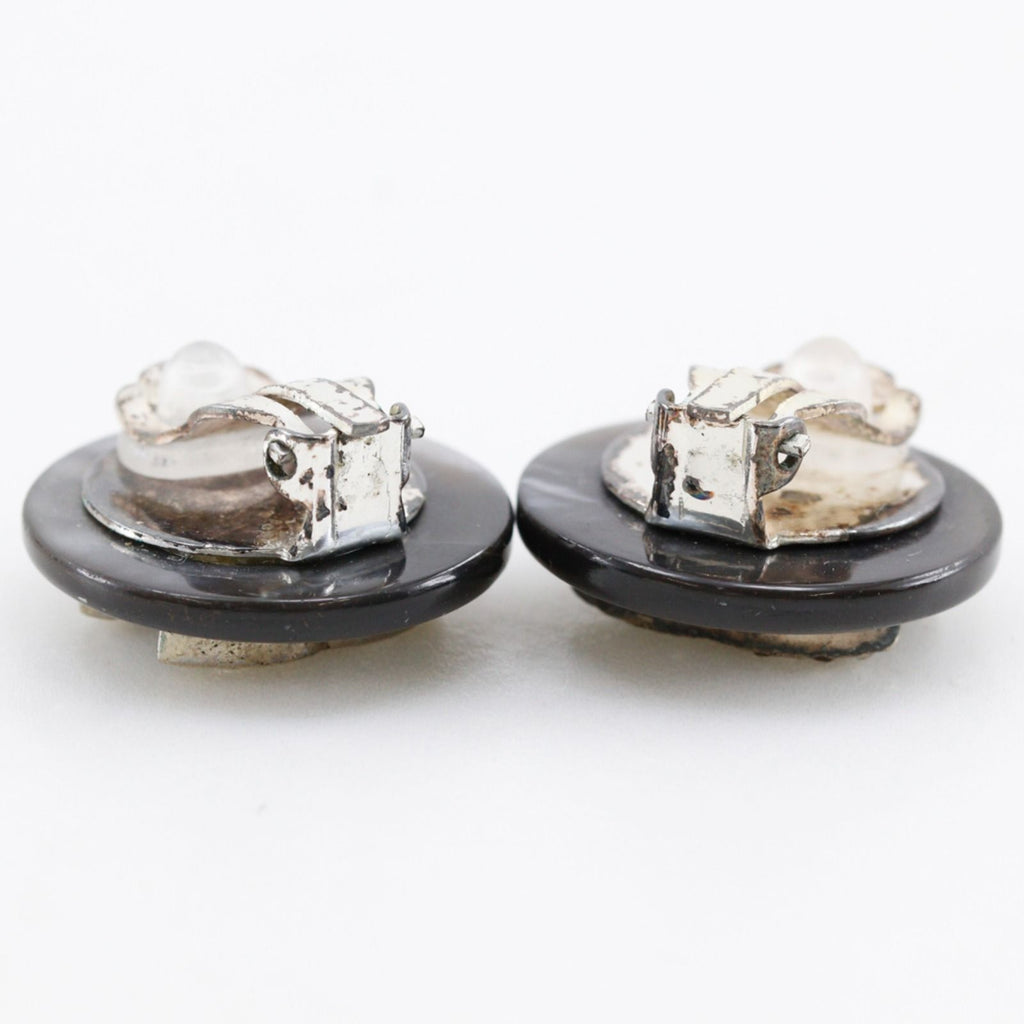 Chanel CC Logo Vintage Metal & Rhinestone Earrings — view 6