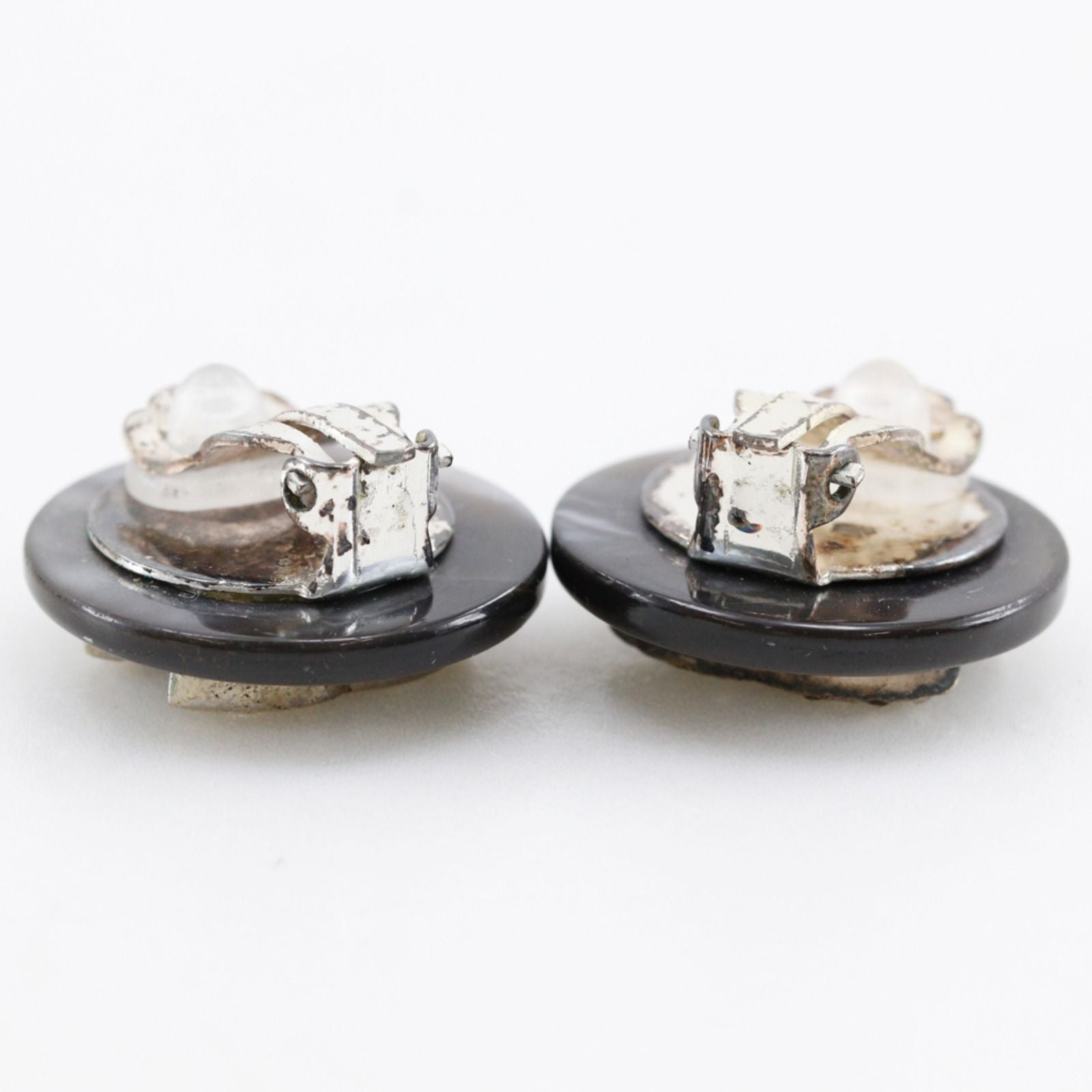 Chanel CC Logo Vintage Metal & Rhinestone Earrings — view 6