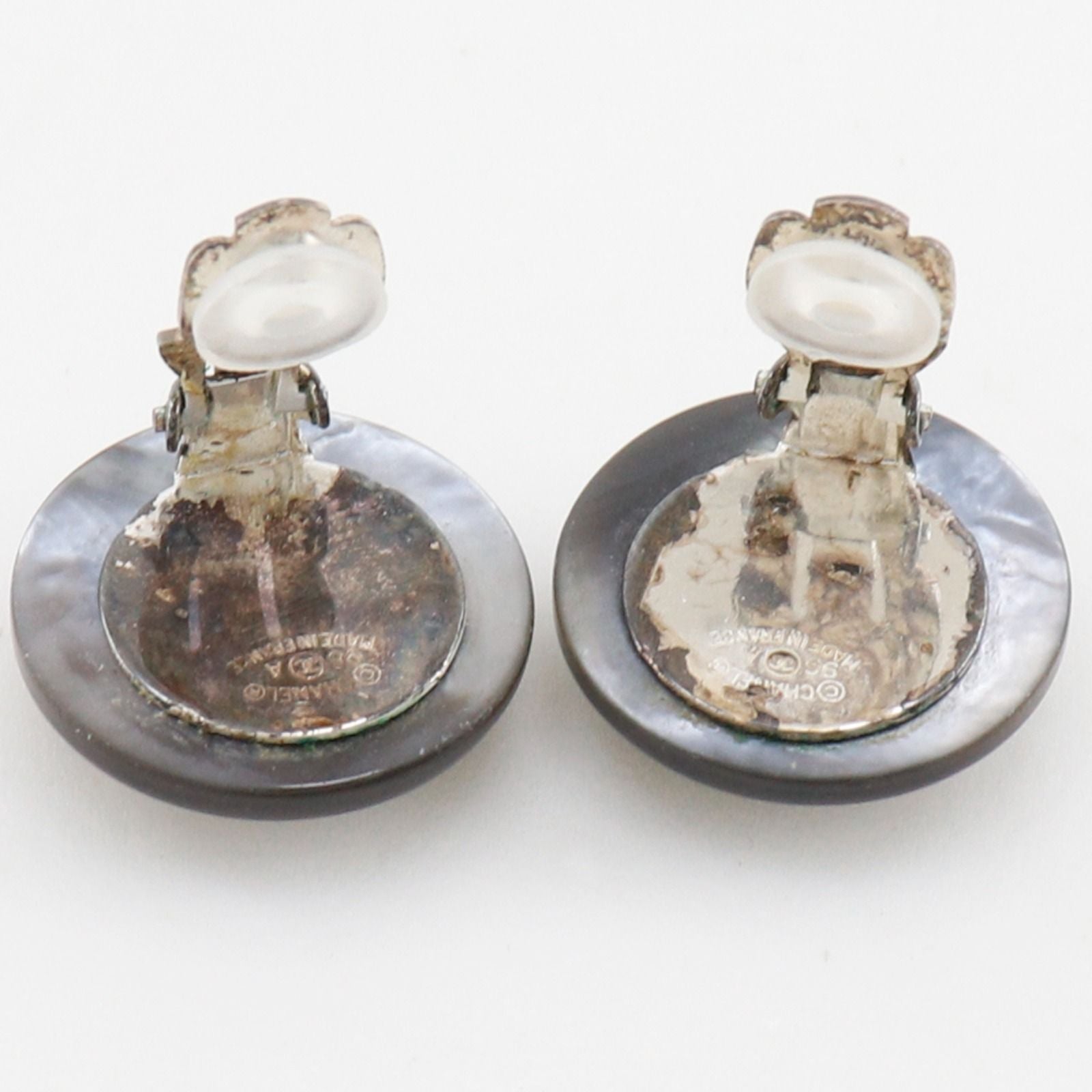 Chanel CC Logo Vintage Metal & Rhinestone Earrings — view 4