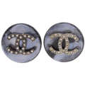 Chanel CC Logo Vintage Metal & Rhinestone Earrings