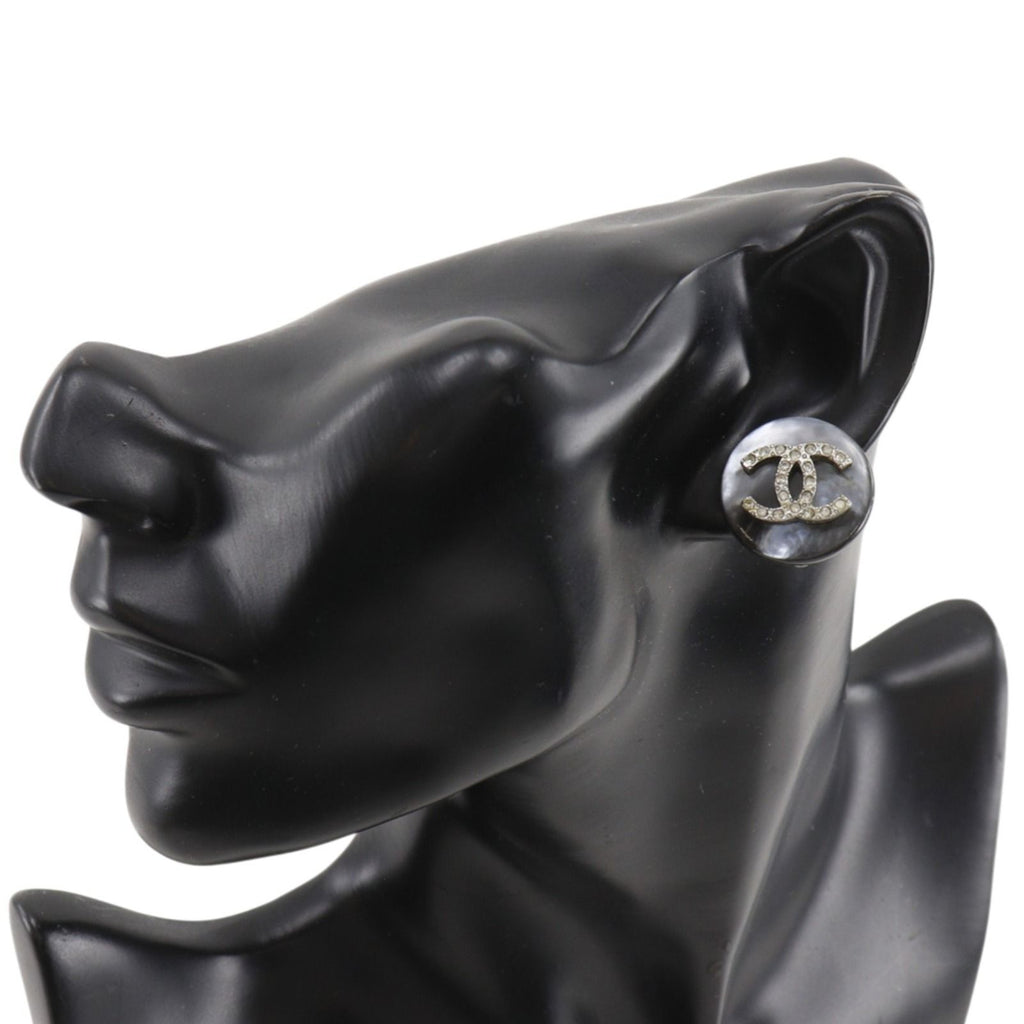 Chanel CC Logo Vintage Metal & Rhinestone Earrings — view 2