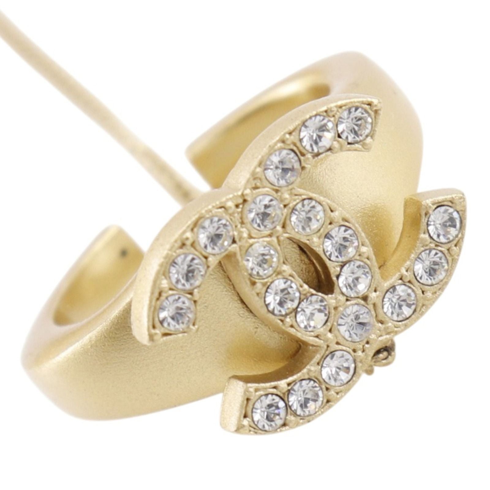 Chanel Ring Set CC Logo Gold Plated With Rhinestones 01c Bangle Bracelet