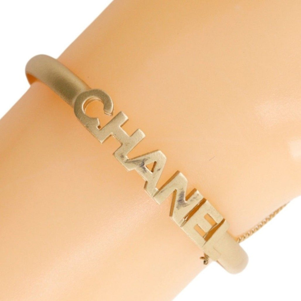 Chanel Ring Set CC Logo Gold Plated With Rhinestones 01c Bangle Bracelet