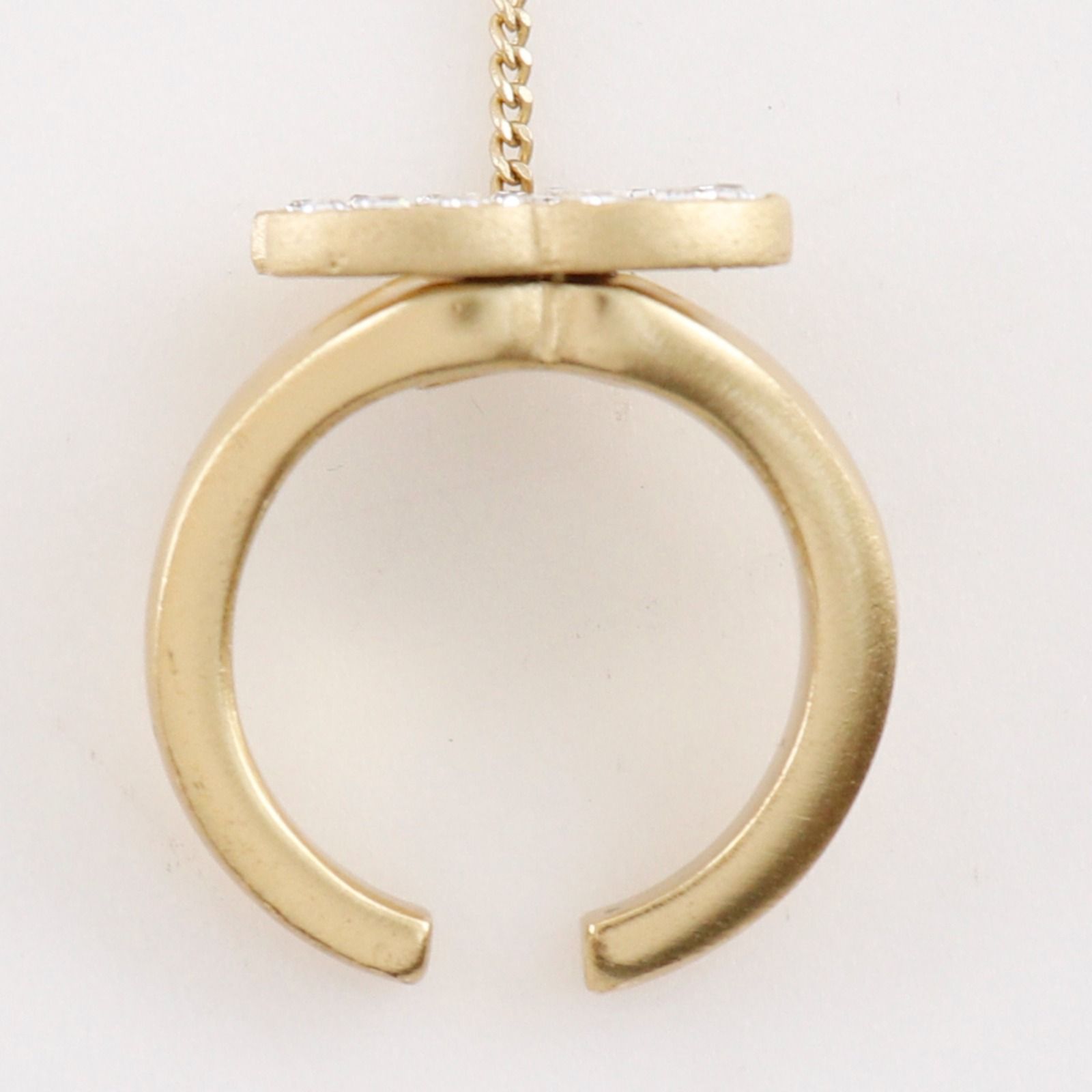 Chanel Ring Set CC Logo Gold Plated With Rhinestones 01c Bangle Bracelet