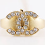 Chanel Ring Set CC Logo Gold Plated With Rhinestones 01c Bangle Bracelet