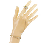 Chanel Ring Set CC Logo Gold Plated With Rhinestones 01c Bangle Bracelet