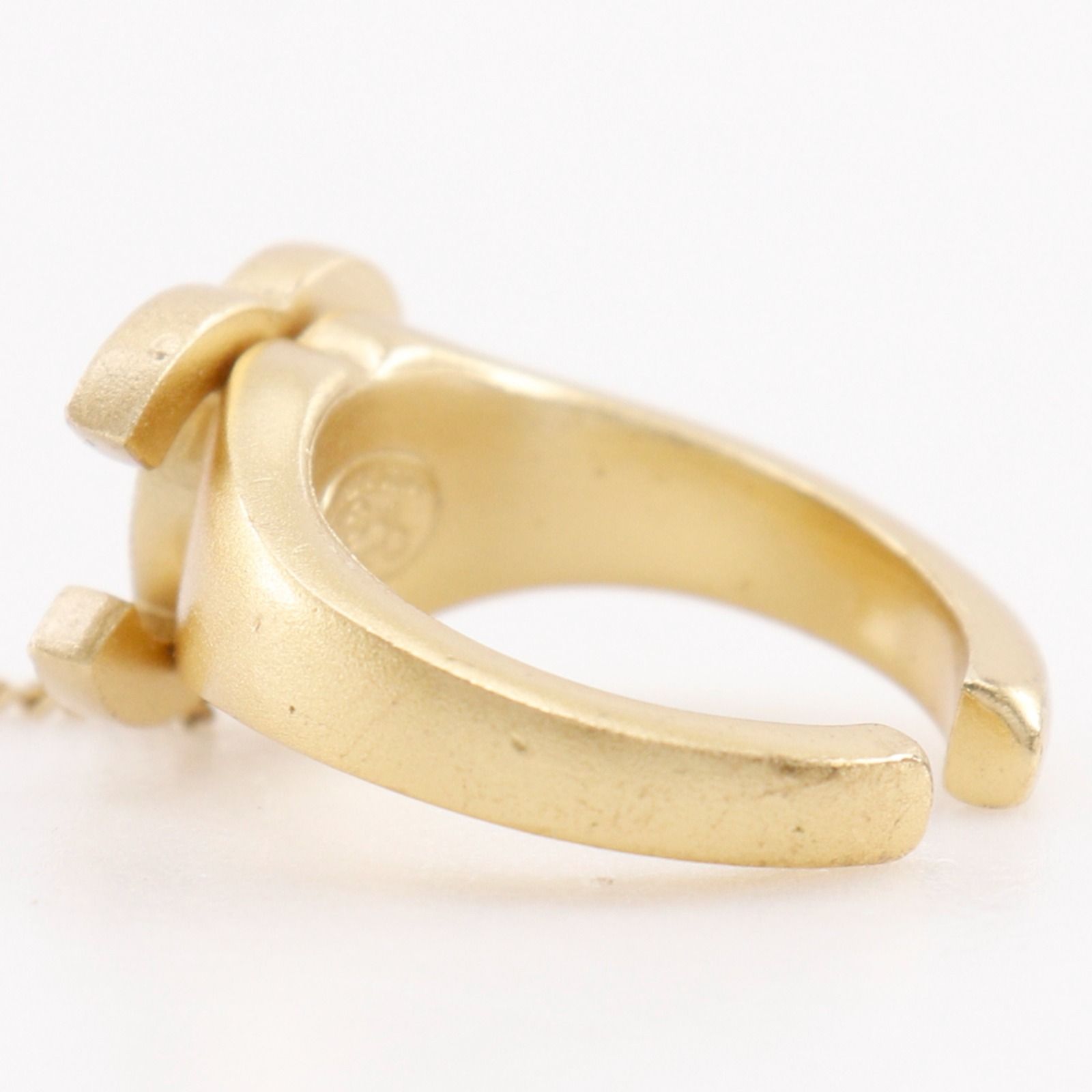 Chanel Ring Set CC Logo Gold Plated With Rhinestones 01c Bangle Bracelet