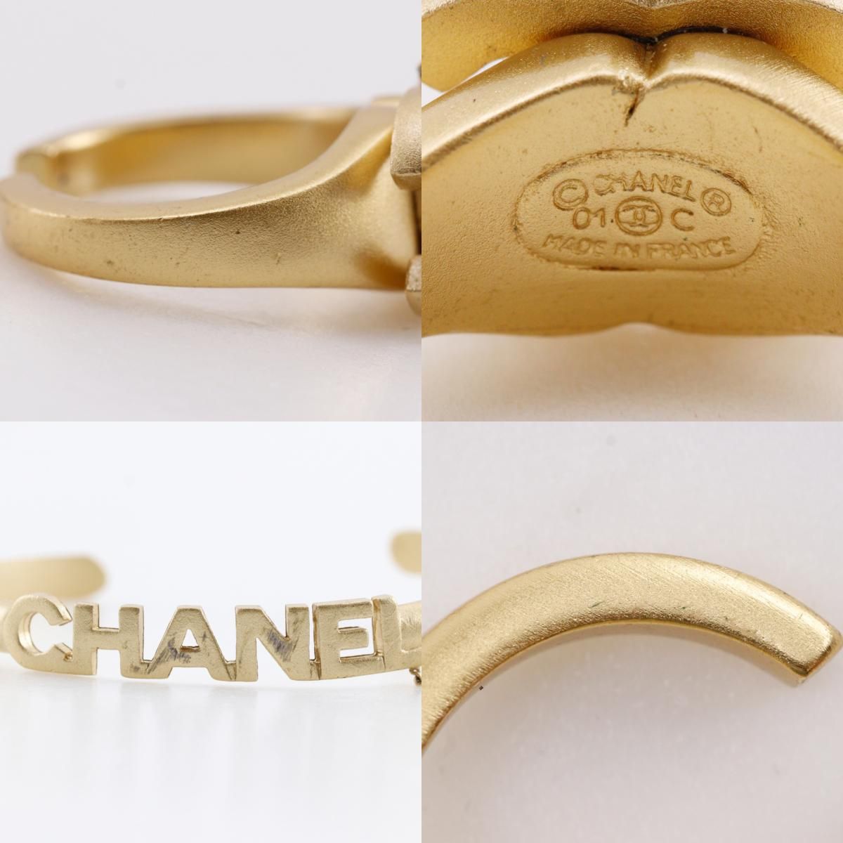 Chanel Ring Set CC Logo Gold Plated with Rhinestones 01c Bangle Bracelet — view 9