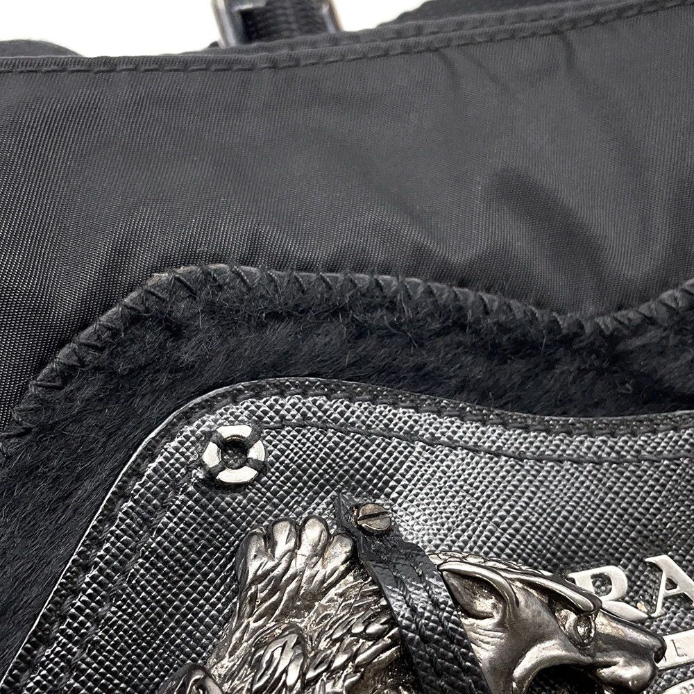 Prada Shoulder Bag Chimera Triangle Logo Nylon Metal Black — view 6
