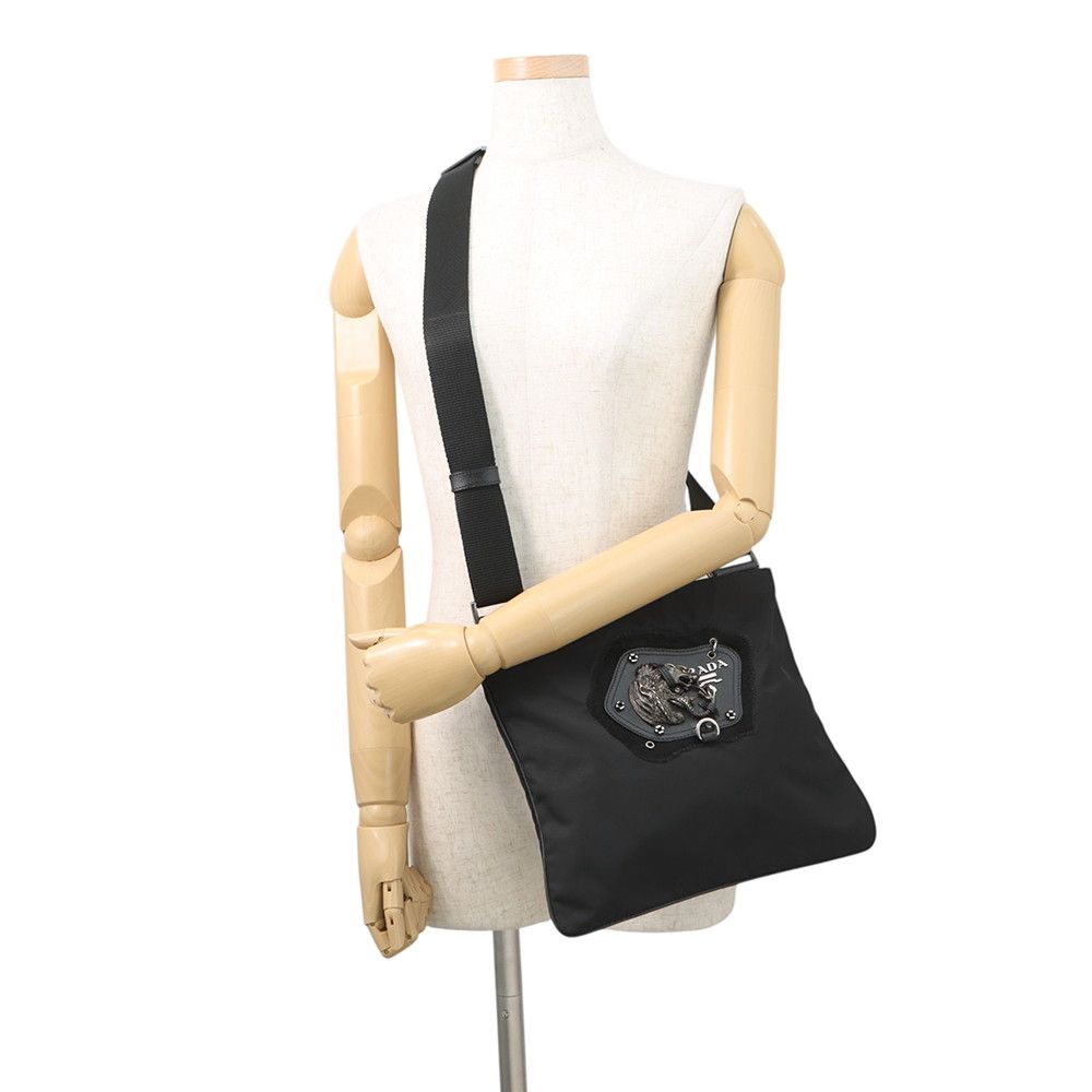 Prada Shoulder Bag Chimera Triangle Logo Nylon Metal Black — view 4