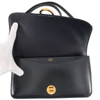 Hermes Shoulder Bag Navy Gold Box Calf — view 6