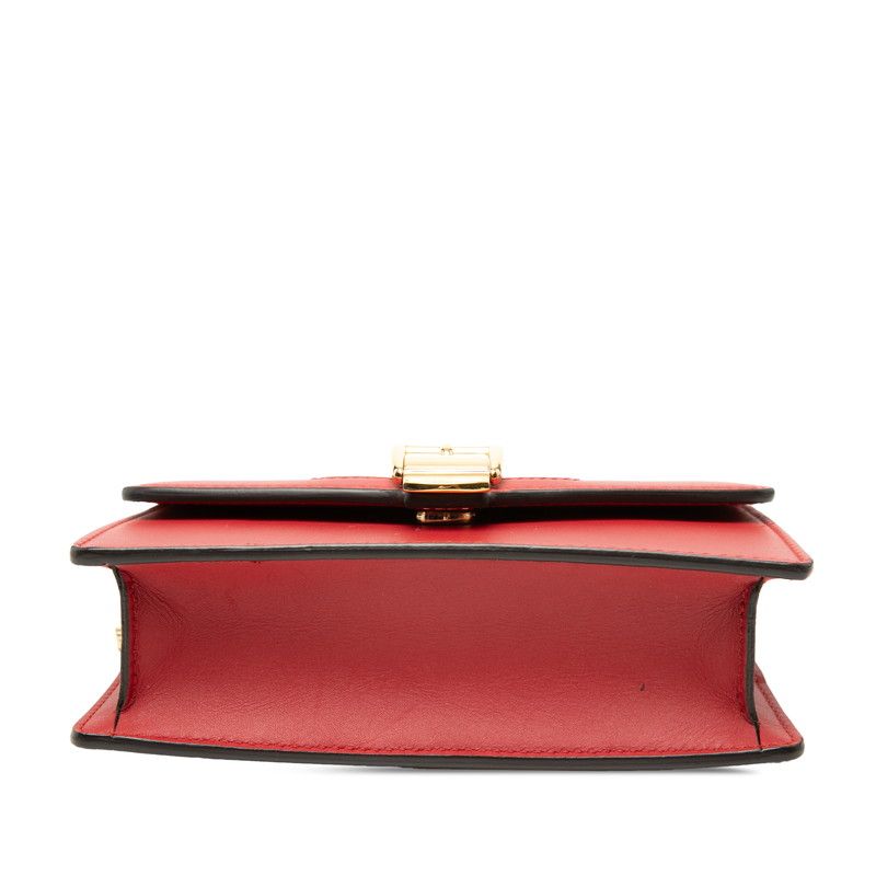 Gucci Sylvie Mini Chain Shoulder Bag Red Multicolor Leather — view 3