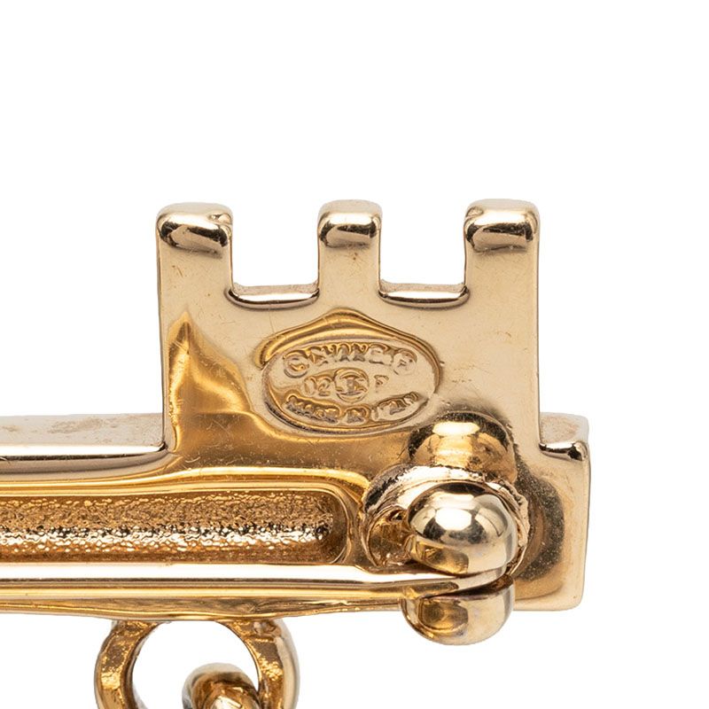 Chanel CC Logo Heart Lock Key Brooch Gold Pink Plated Rhinestone — view 3