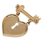 Chanel CC Logo Heart Lock Key Brooch Gold Pink Plated Rhinestone — view 2