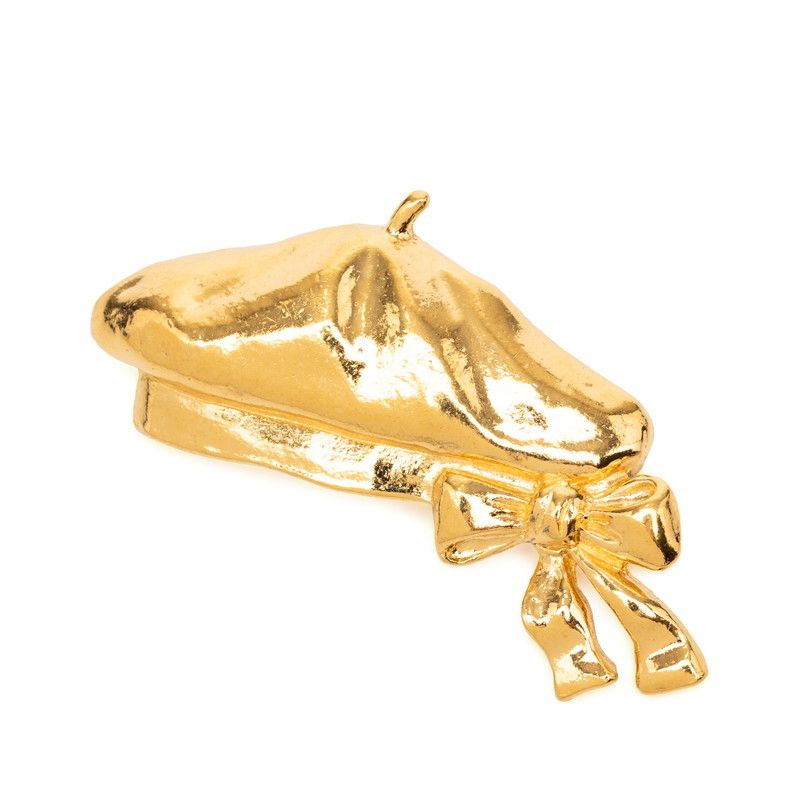 Chanel Beret Ribbon Motif Brooch Gold Plated 1