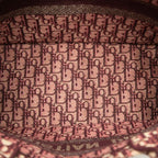 Dior Oblique Embroidered Book Tote Shoulder Bag Wine Red Beige Canvas — view 5