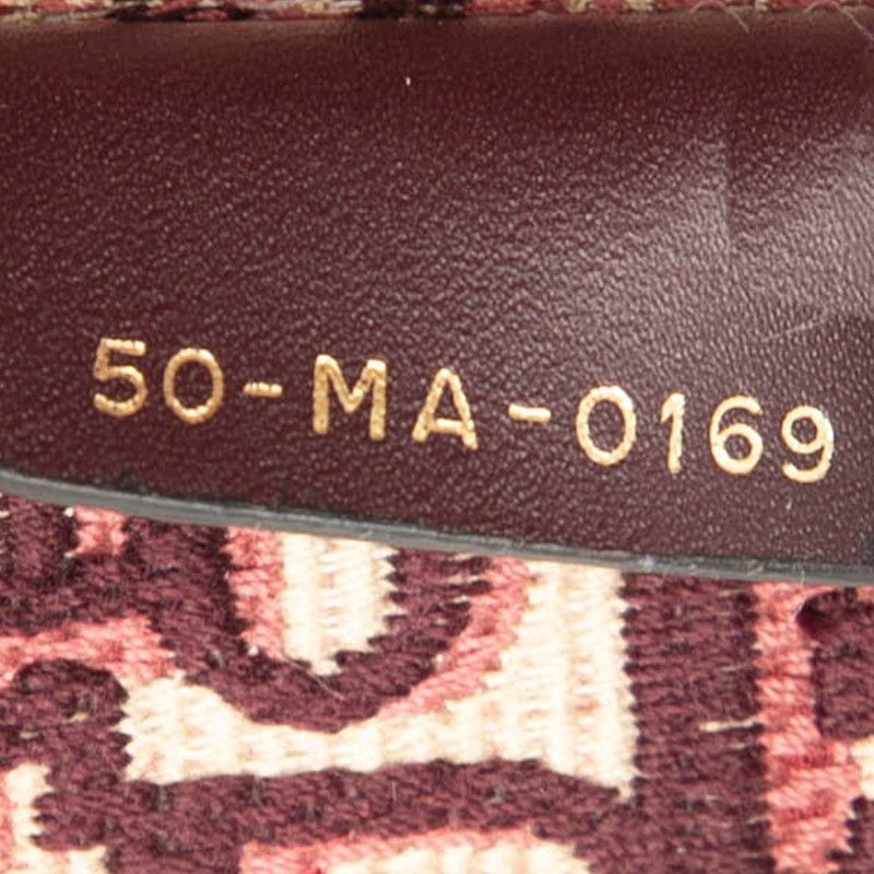 Dior Oblique Embroidered Book Tote Shoulder Bag Wine Red Beige Canvas — view 7