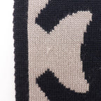 Chanel CC Logo Wool Silk Black Gray Scarf — view 7
