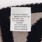 Chanel CC Logo Wool Silk Black Gray Scarf — view 8