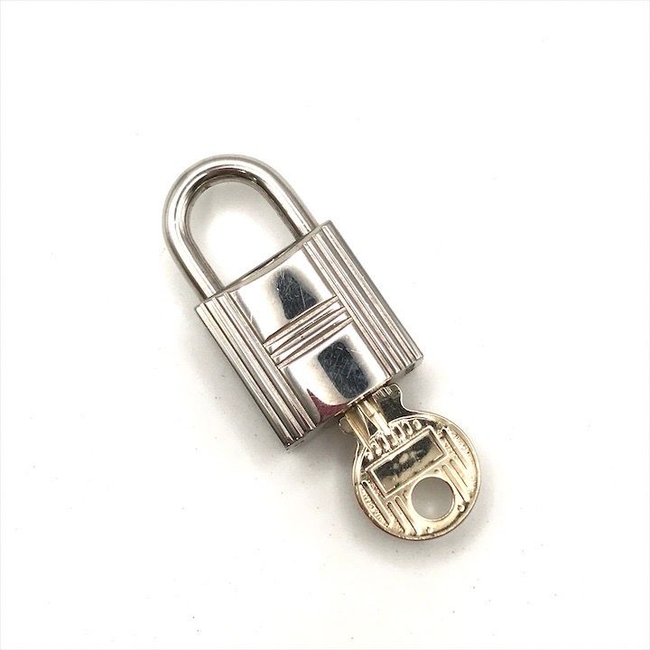 Hermes Cadena Key Padlock Silver Bag Charm — view 2