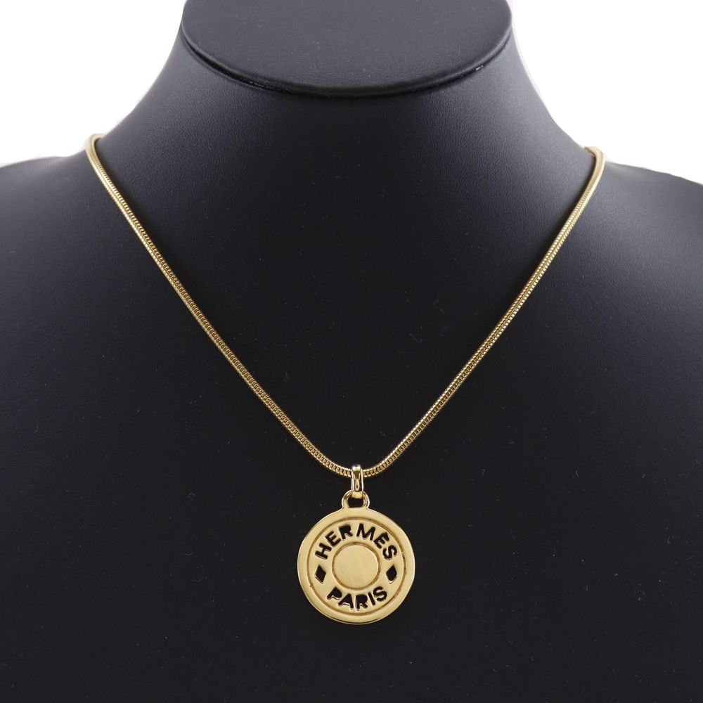 Hermes Series Medallion Gold Plated Necklace — view 2