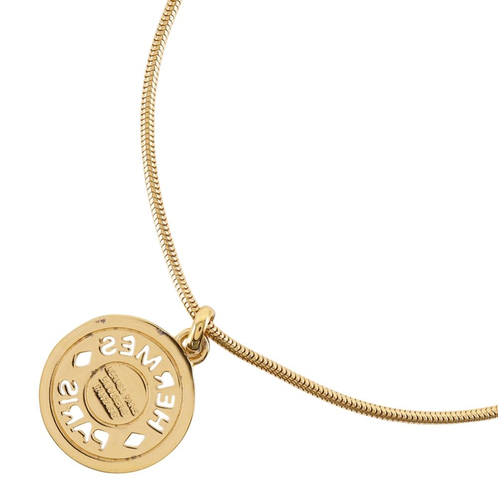 Hermes Series Medallion Gold Plated Necklace — view 3