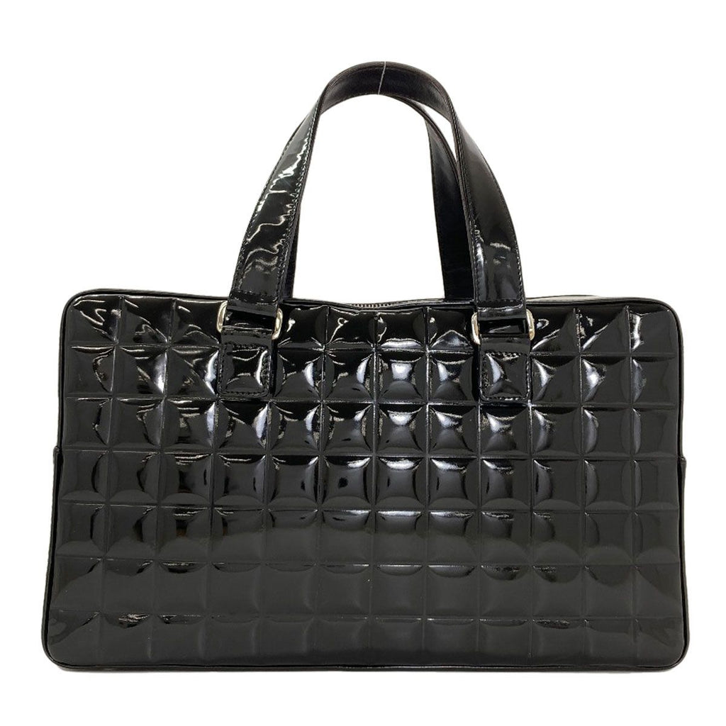 Chanel Choco Bar CC Logo Silver Tote Patent Leather — view 2
