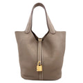 Hermes Picotin Lock Etoupe Gold Handbag Taurillon Clemence