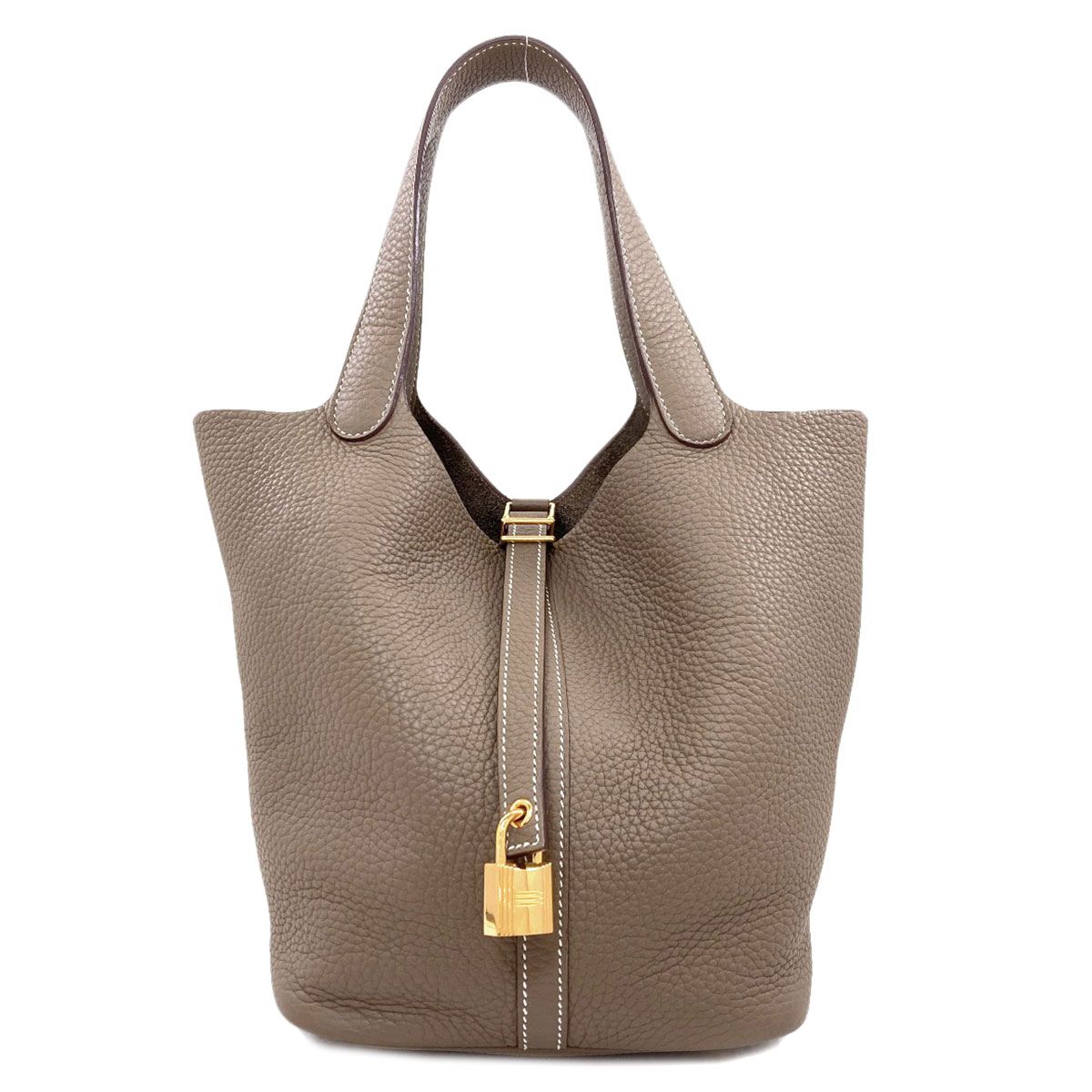 Hermes Picotin Lock Etoupe Gold Handbag Taurillon Clemence