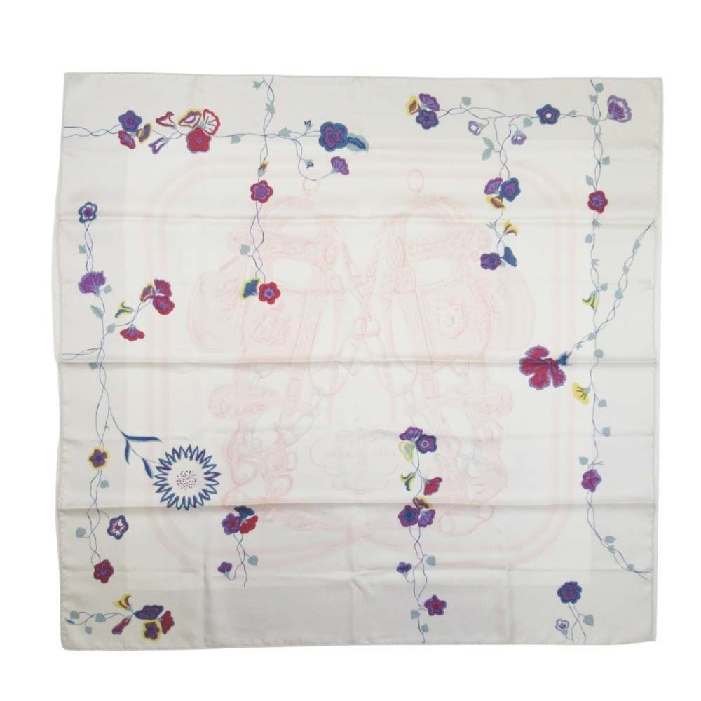 Hermes Brides de Gala en Fleurs Ceremonial Bridle Carre 90 Scarf Silk Twill