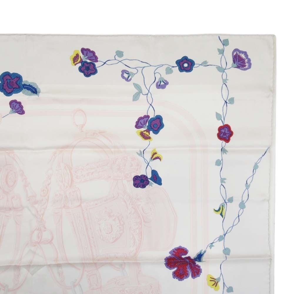 Hermes Brides de Gala en Fleurs Ceremonial Bridle Carre 90 Scarf Silk Twill — view 3
