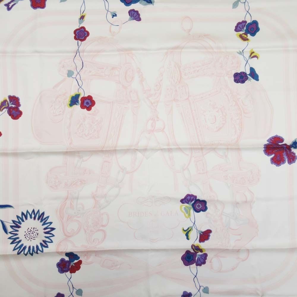Hermes Brides de Gala en Fleurs Ceremonial Bridle Carre 90 Scarf Silk Twill — view 6