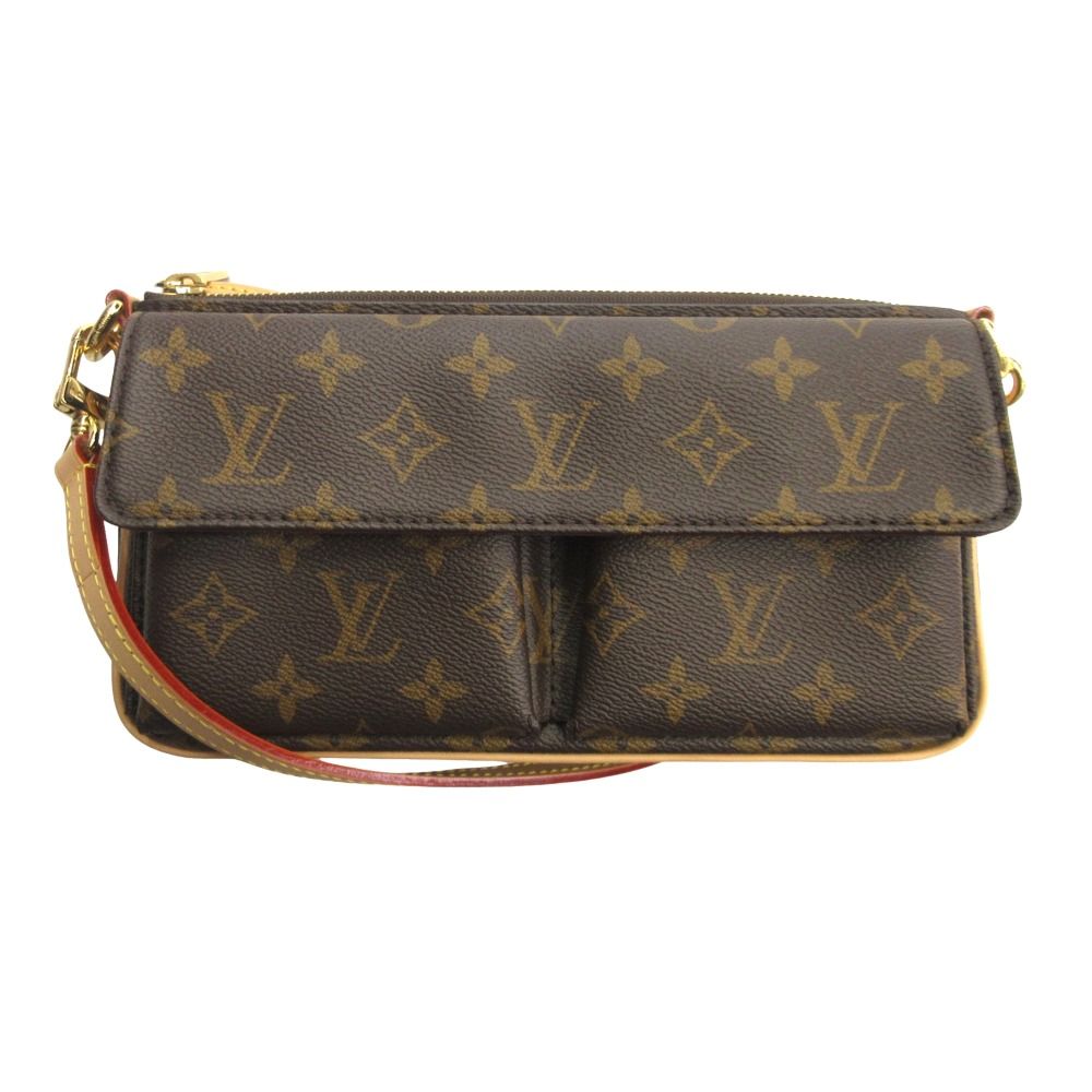 Louis Vuitton Monogram Shoulder Bag Crossbody Clutch Leather Brown