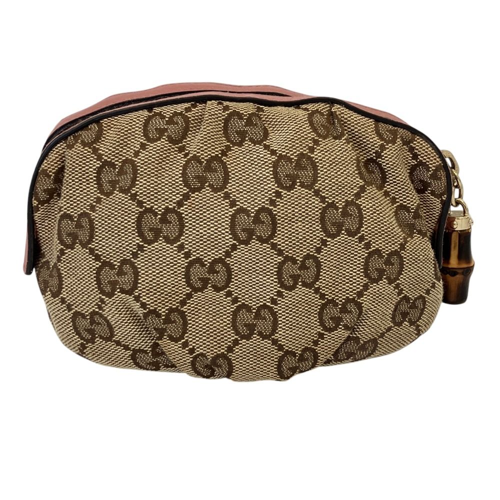 Gucci GG Canvas Bamboo Charm Pouch Beige/pink Pre Owned — view 4