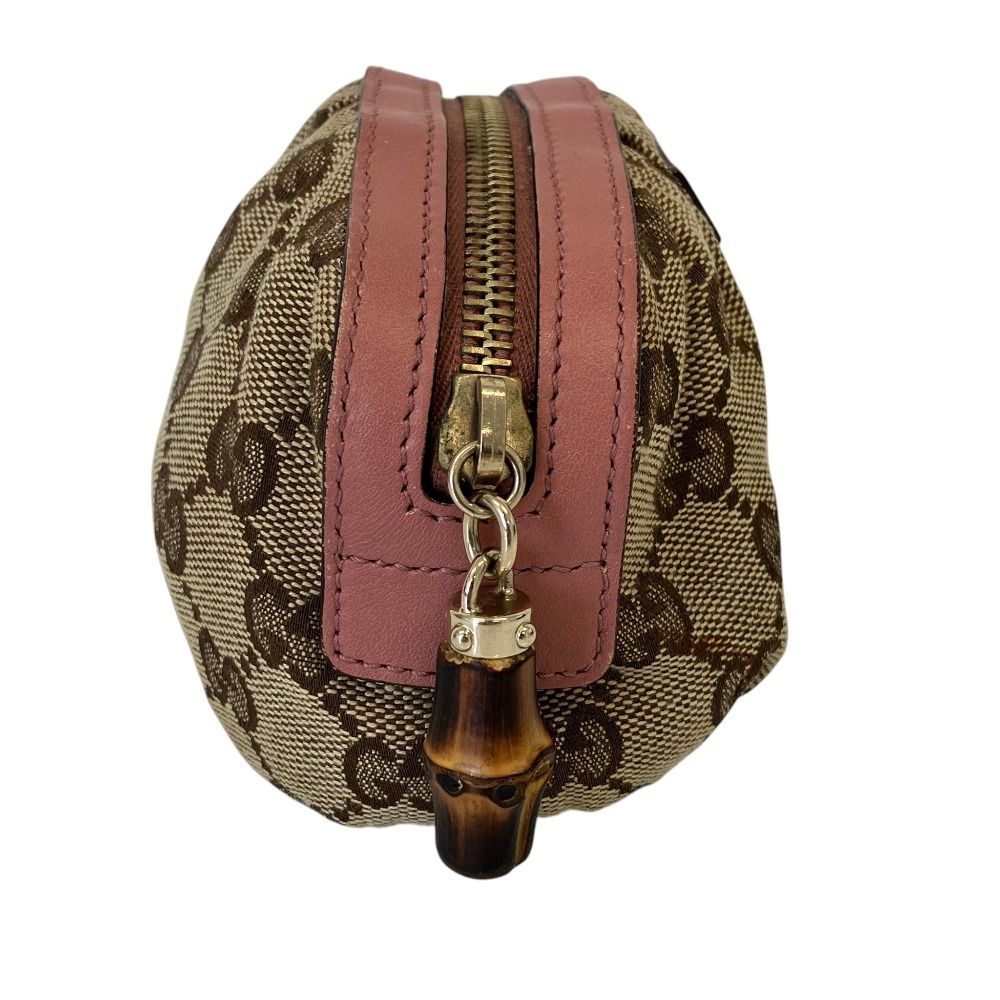 Gucci GG Canvas Bamboo Charm Pouch Beige/pink Pre Owned — view 3