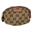 Gucci GG Canvas Bamboo Charm Pouch Beige/pink Pre Owned