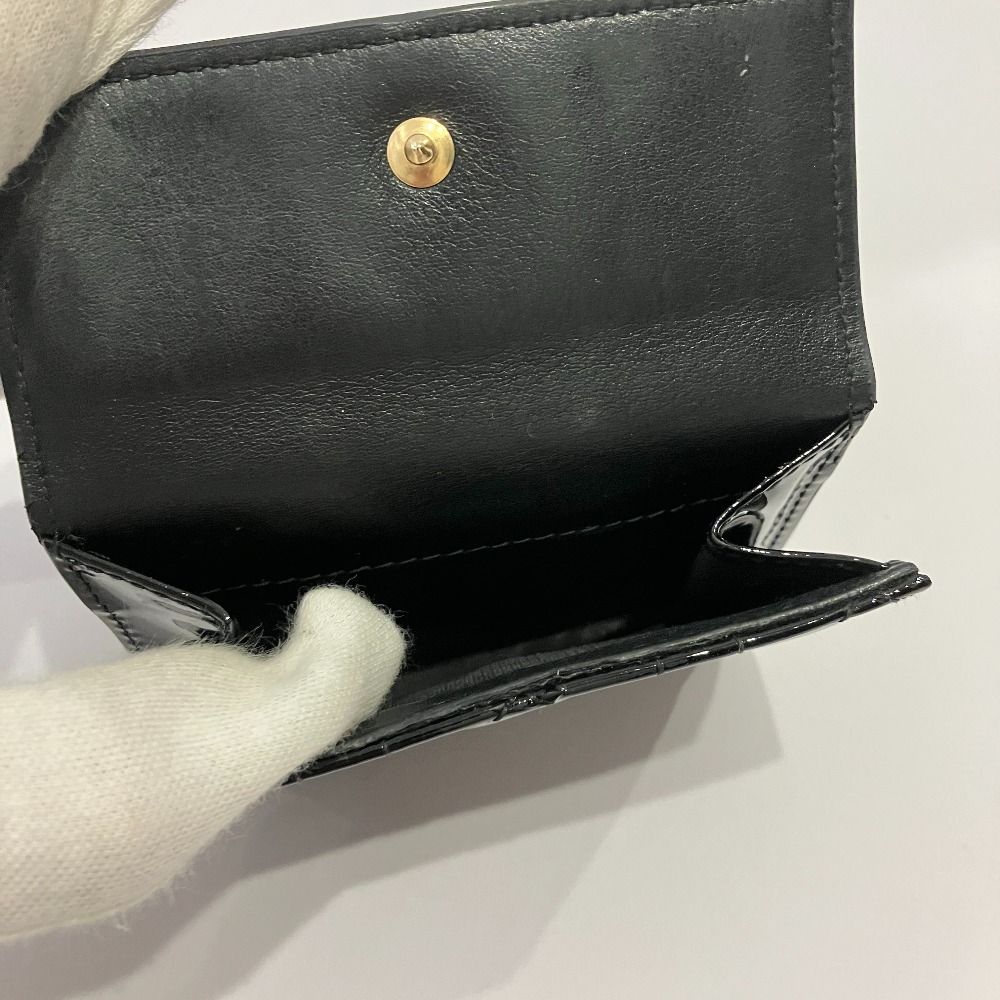 Dior Lady Patent Leather Lotus Wallet Black Pre Owned Handbag — view 8