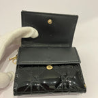 Dior Lady Patent Leather Lotus Wallet Black Pre Owned Handbag — view 7