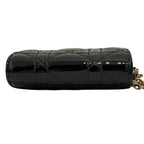 Dior Lady Patent Leather Lotus Wallet Black Pre Owned Handbag — view 3