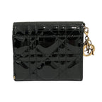 Dior Lady Patent Leather Lotus Wallet Black Pre Owned Handbag — view 2