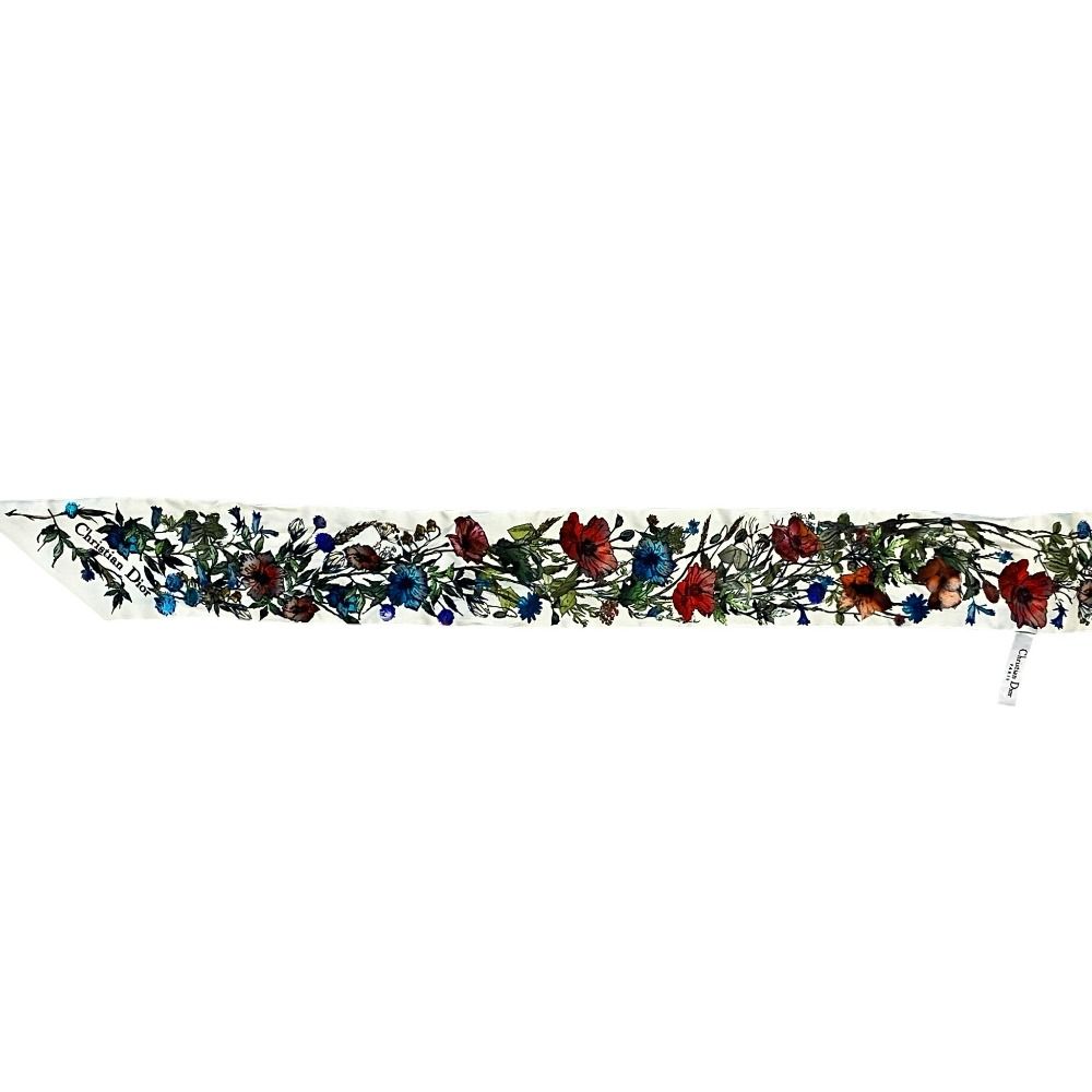 Dior Mitzah Silk Scarf White Multicolor Pre Owned — view 2