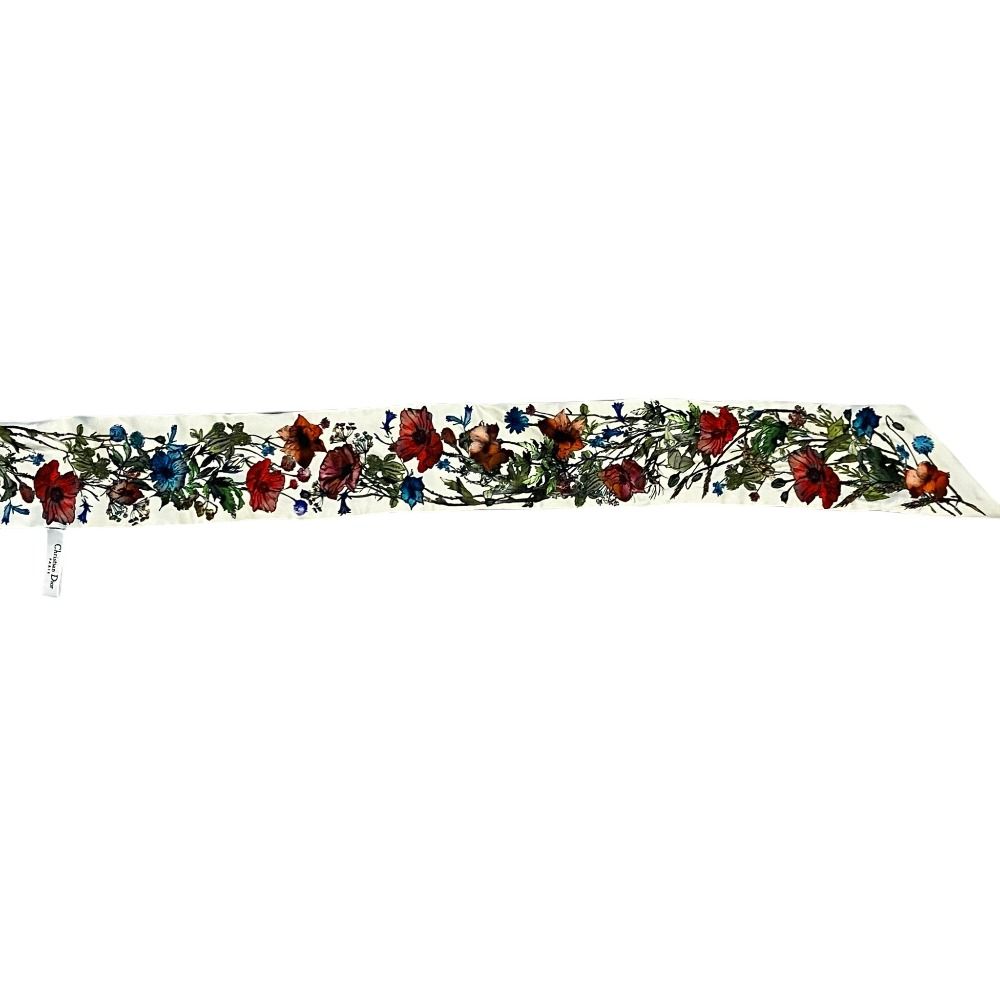Dior Mitzah Silk Scarf White Multicolor Pre Owned — view 3